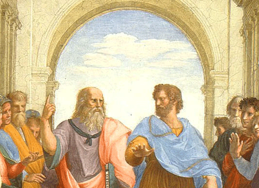 La escuela de Atenas, de Rafael (Detalle) y avión pasando