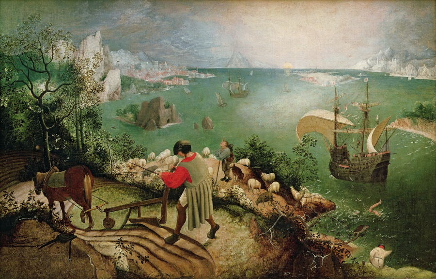 Cuadro "Paisaje con la caída de Ícaro", de Peter Brueghel el Viejo